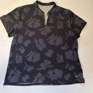 Nike Black Victory Floral Jacquard Performance V neck Polo Sz-XXL. V4